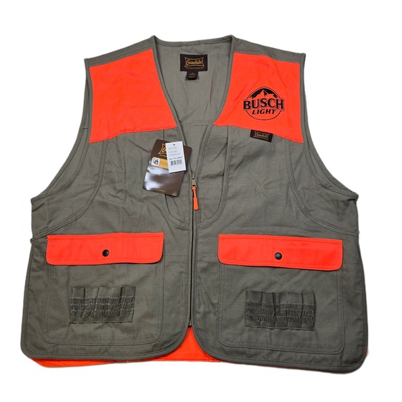 Gamehide Upland Field Vest Mens XL Khaki Safty Orange Busch Lt Shelterbelt NEW - Picture 1 of 9